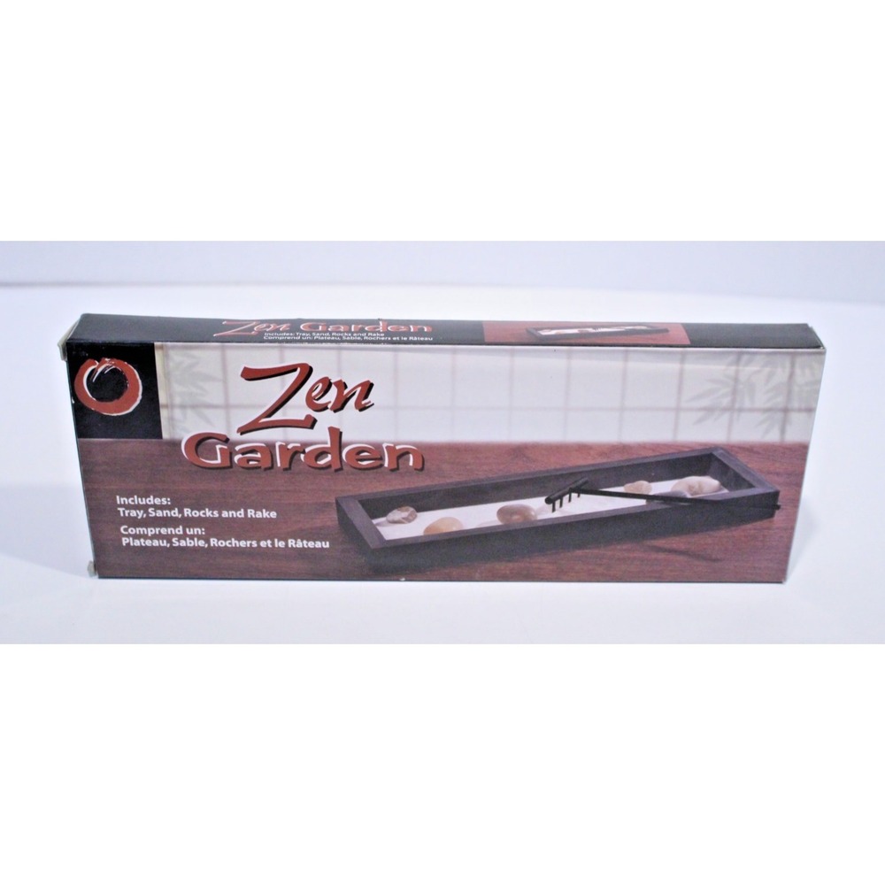 Greenbrier International Zen Garden Desktop Kit Tray Sand Rocks Rake Mini Set